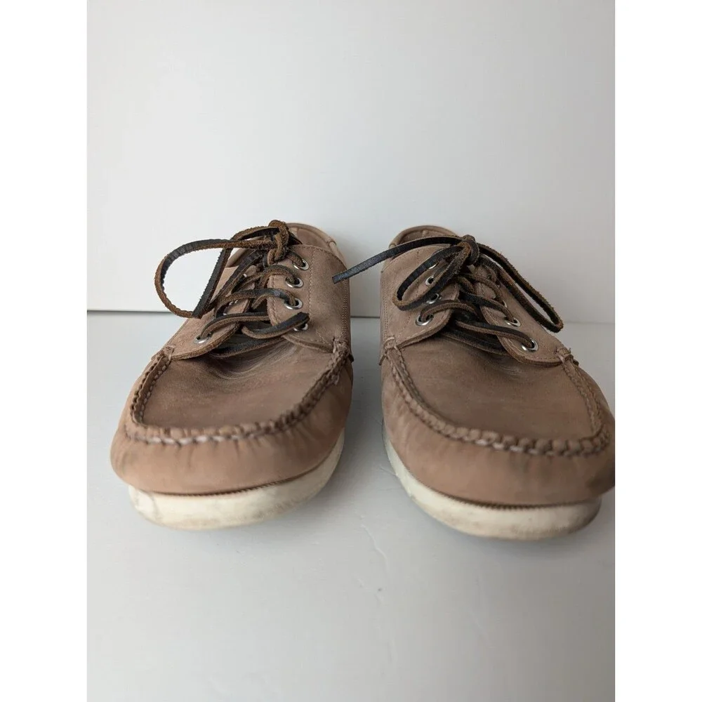 L.L Bean Men's Blucher Brown Leather Handsewn Boat Moccasin Shoes Size 11.5 EE